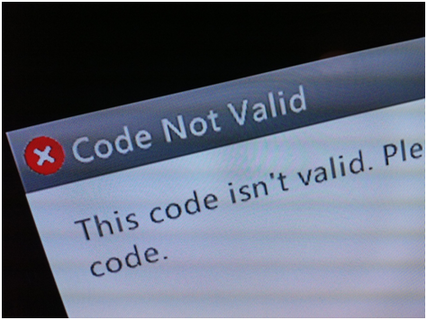 Code not valid error message