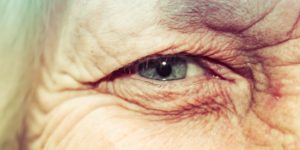 Close up of an elderly woman's eye.