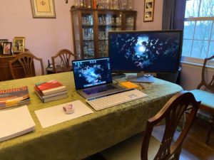 Carolynn's home office set up in her dining room. 