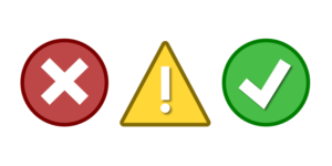 Icons for Danger, Caution, and A-Okay