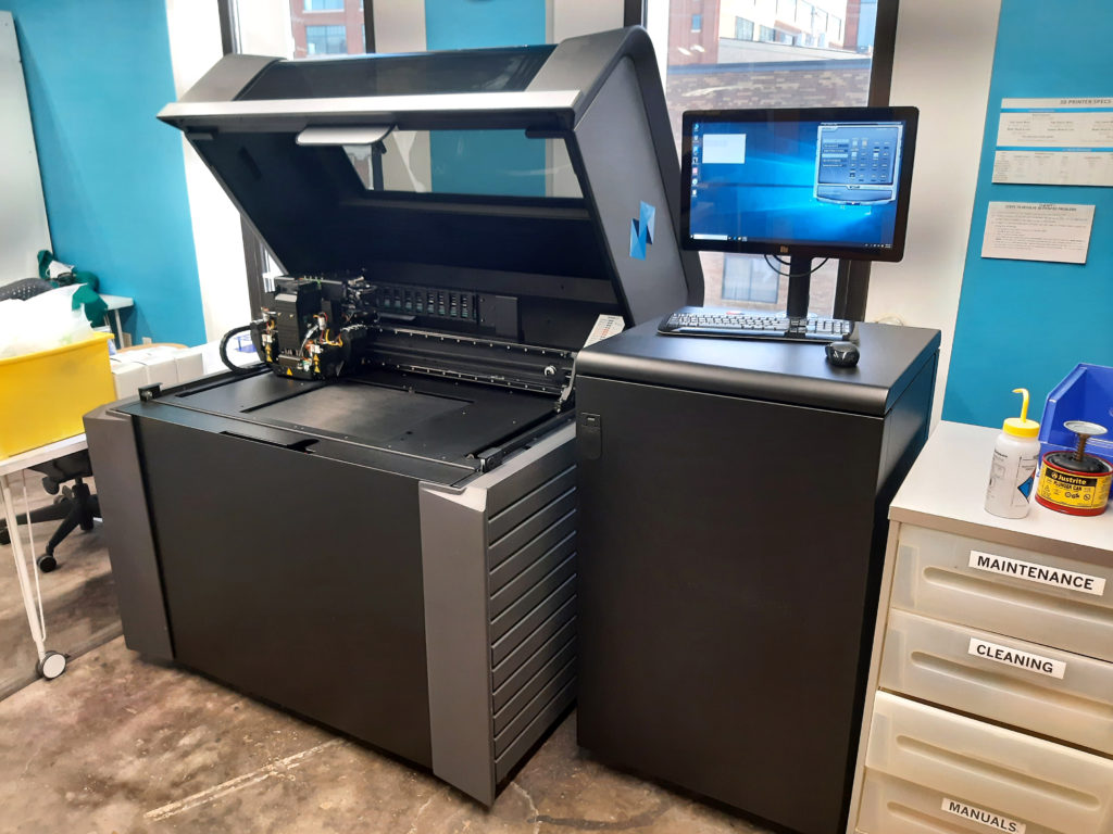 Daedalus' new Stratasys J850 Pro 3D printer sits in the workshop