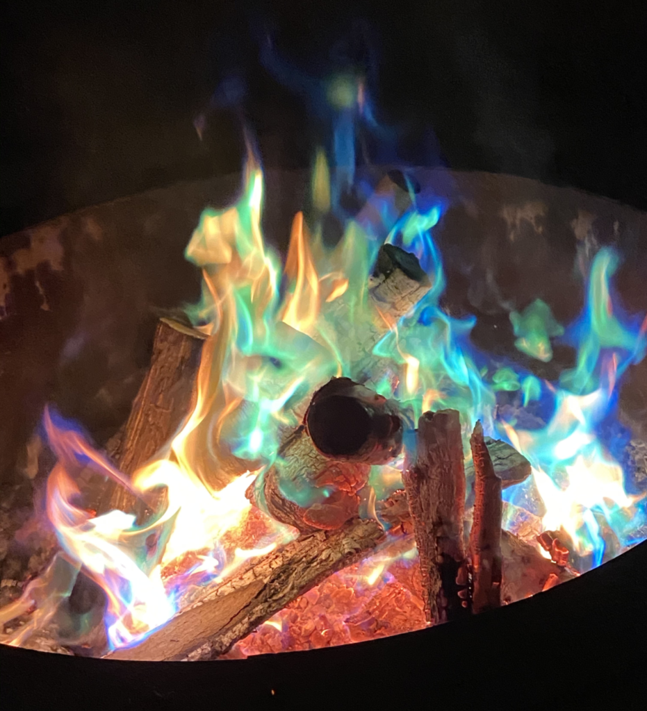 Flames as seen with normal color visions