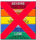 X-ed out homeland security threat level scale